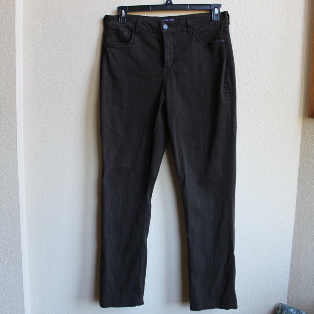 NYDJ Chocolate Brown Stretch Straight Leg Casual Womens Pants 16